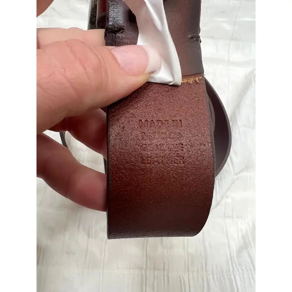 Florsheim Brown Genuine Leather Belt Metal Buckle Size 44 NEW